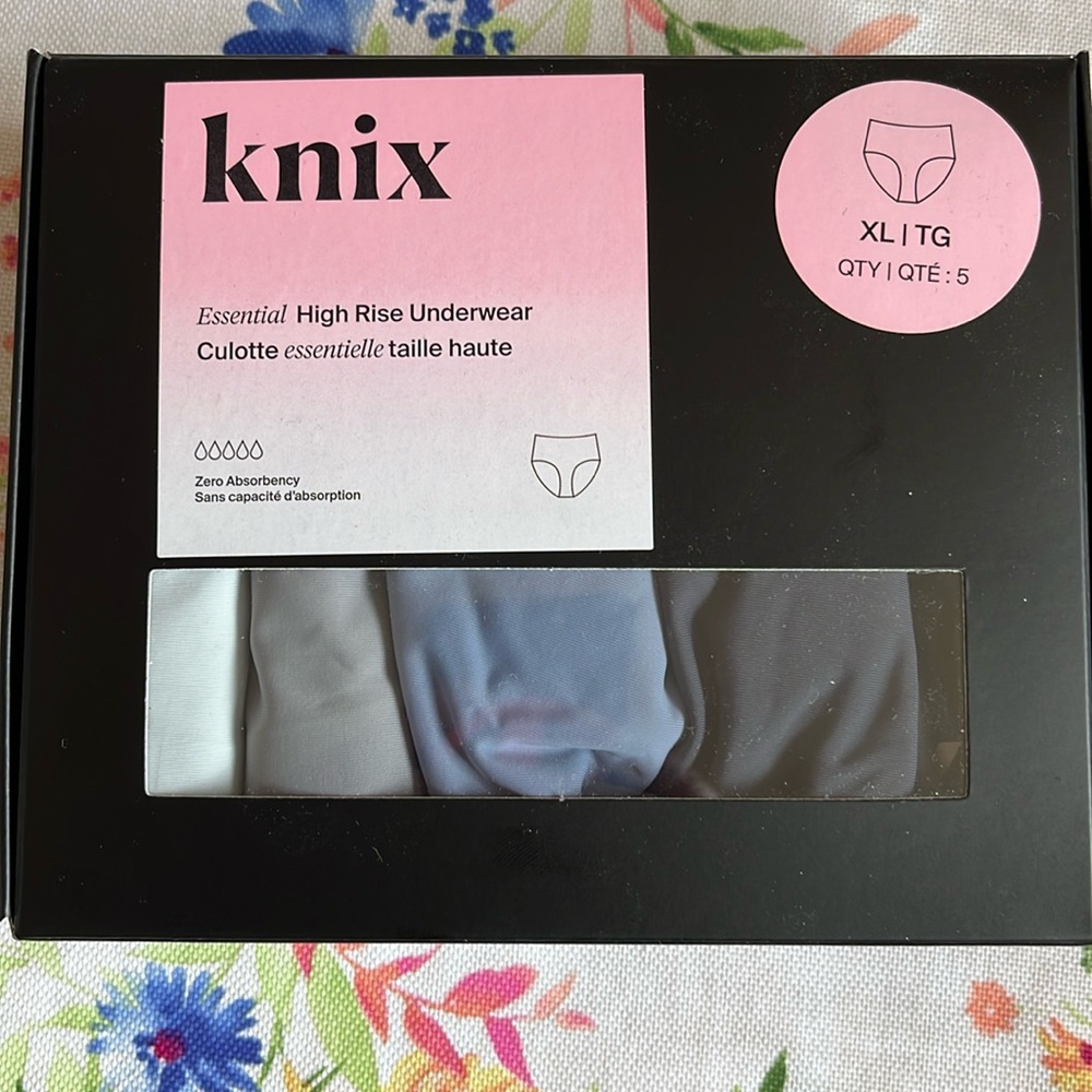 Knix Essential High Rise underwear - 5 pack - Blue multi - size SMALL